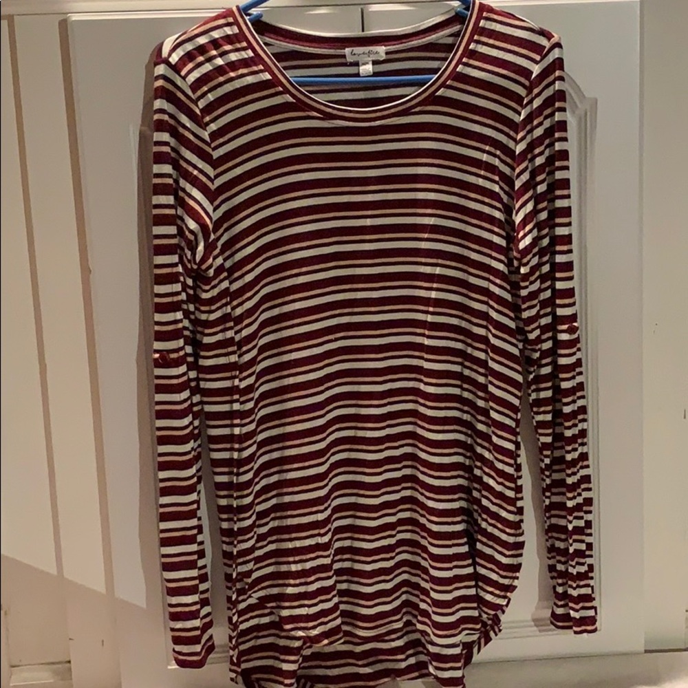 Striped Long Sleeved Shirt- Love, fire